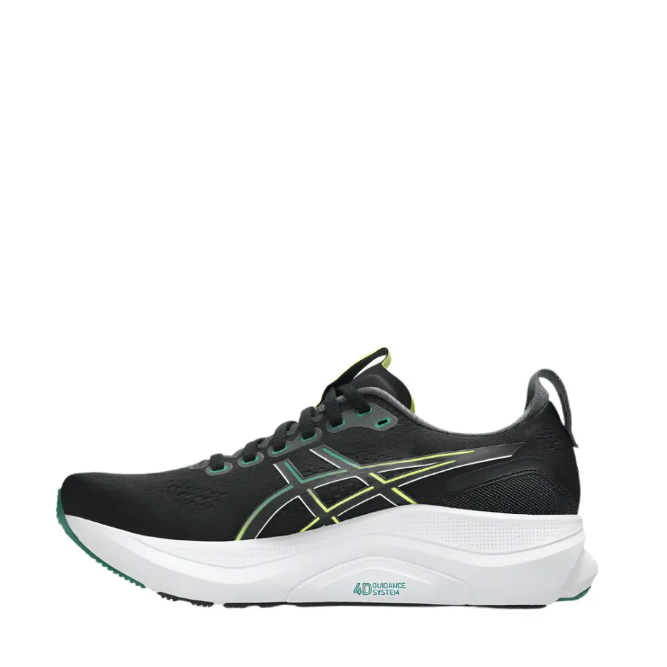 Stretchable Mesh ASICS Men's GEL-KAYANO 32 Running Shoes in Black/Jasper Green AW25