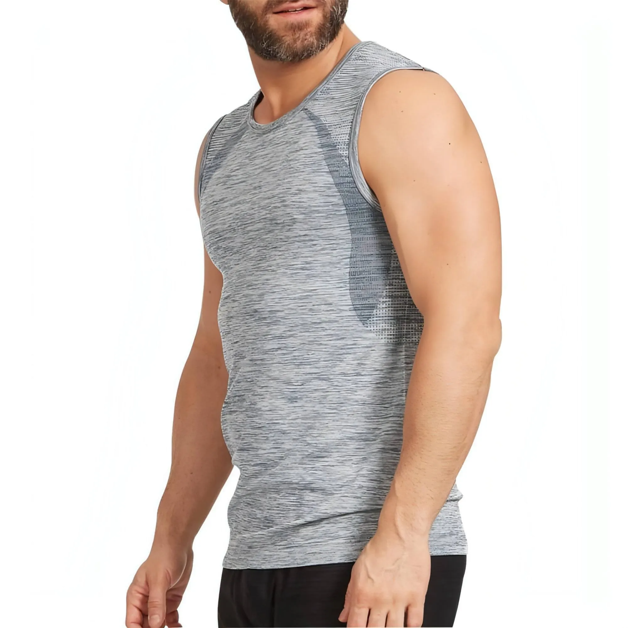 Ohmme Chandra Mens Yoga Vest - Blue Four Way Stretch slow movement
