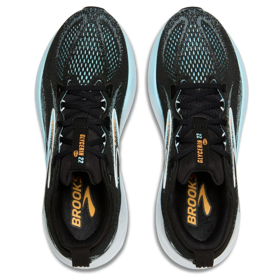 Brooks Men's Glycerin 22 Running Shoes in Black/Atomizer/Blazing Orange AW25 neon running wear