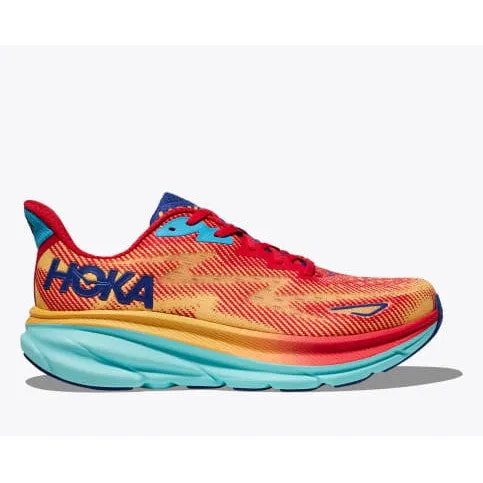 adventure - themed shoes adjustable - straps HOKA Men's Clifton 9 Wide (Cerise / Cloudless)