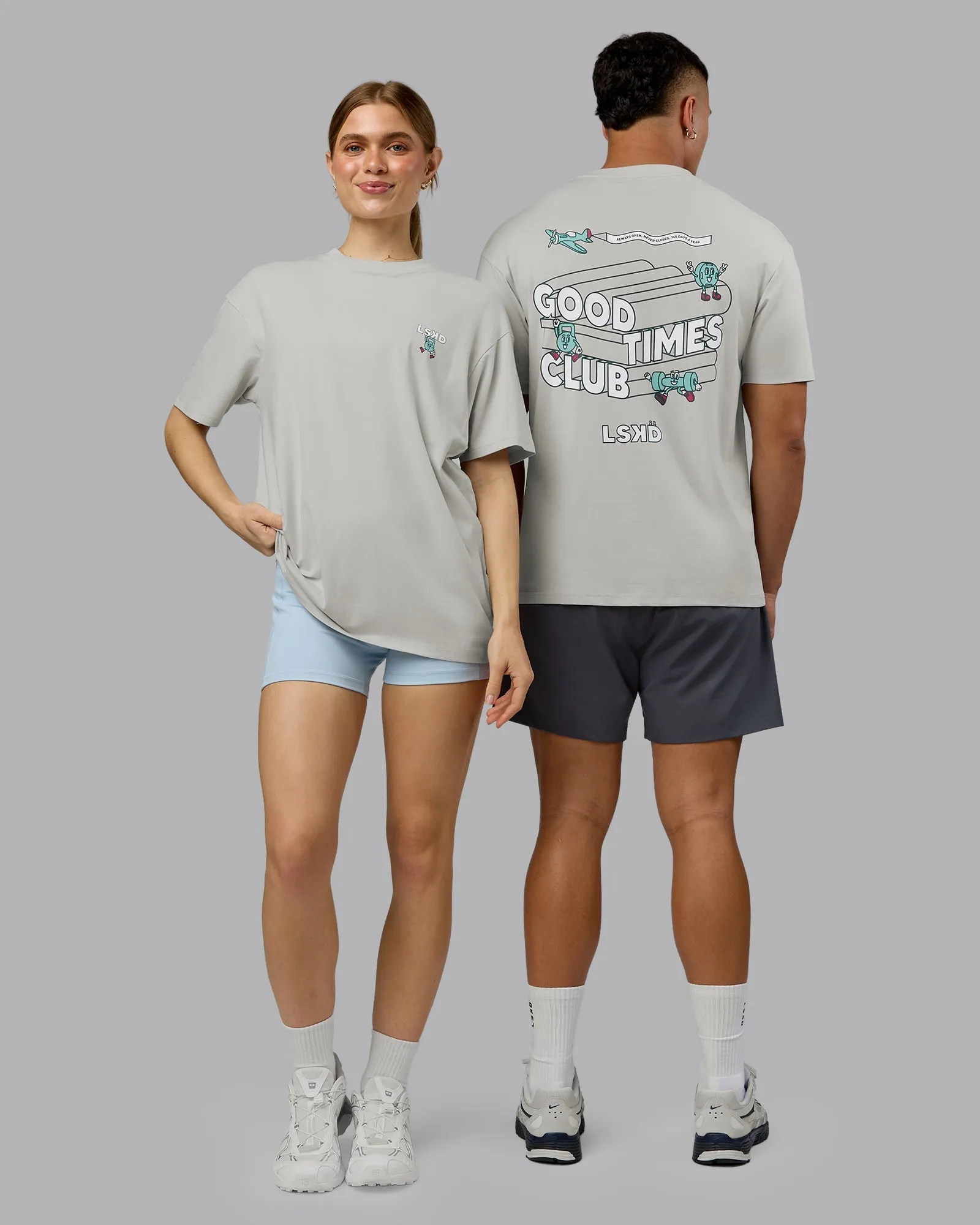 Seasonal Comfort Style Winter Layer Perspective FLXCotton Oversized Tee - Digital Mist-White