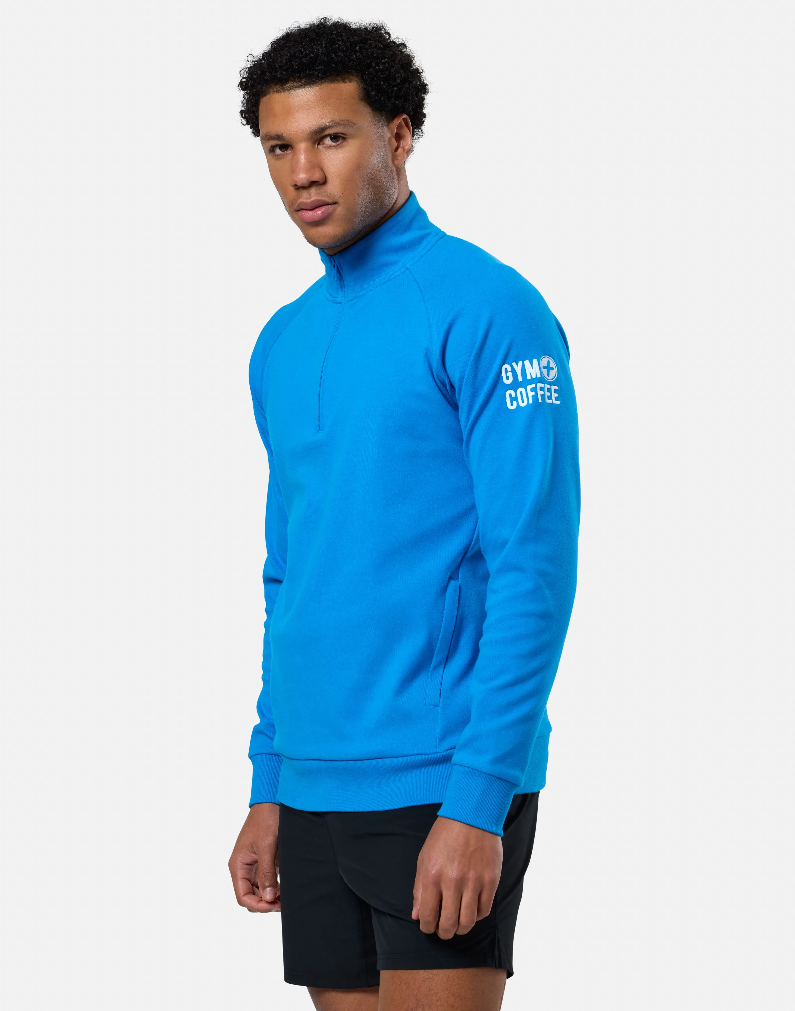 Soft Interior Storm Layer Gym   Coffee Chill Half Zip (Mens) - Sky Blue