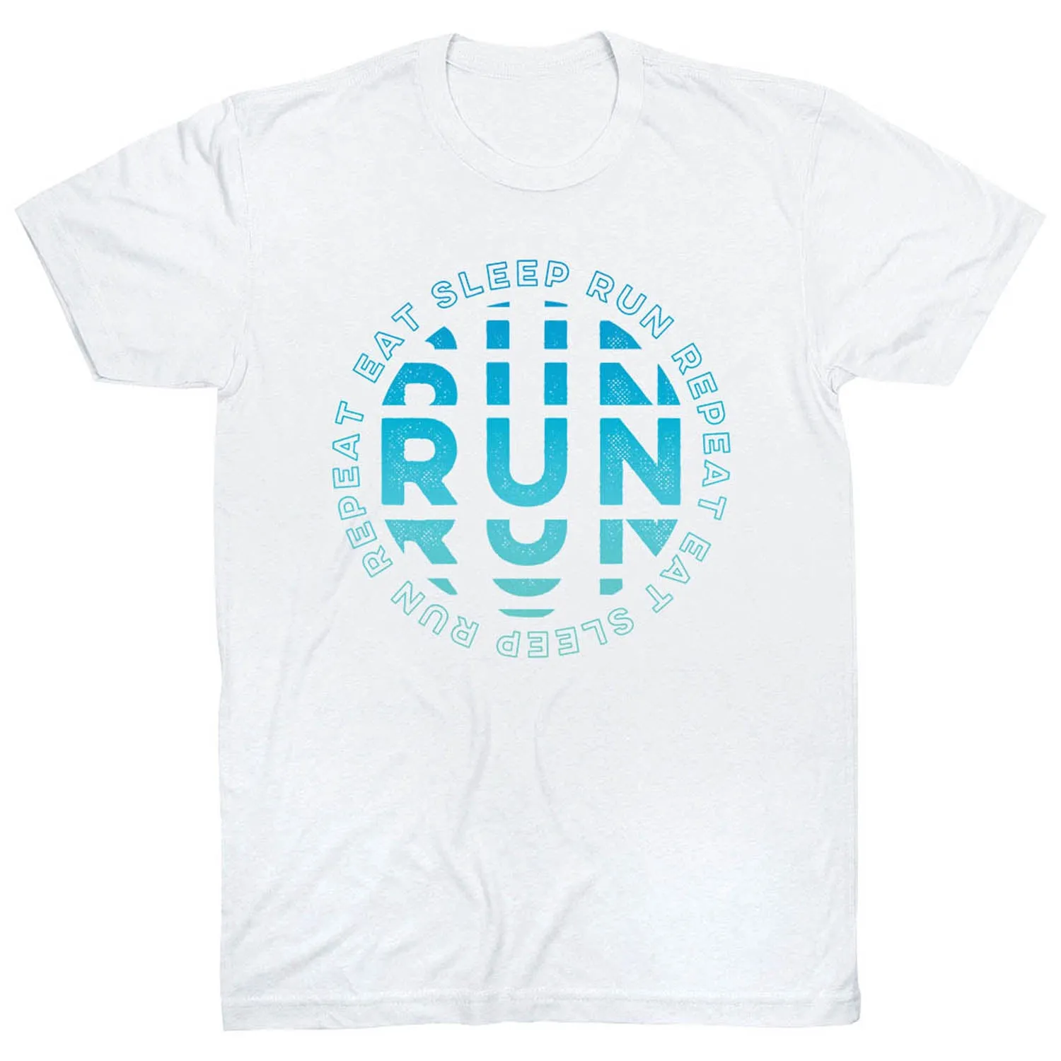 Running Short Sleeve T-Shirt - Eat Sleep Run Repeat Tear Resistant Knit EcoFriendly Dye