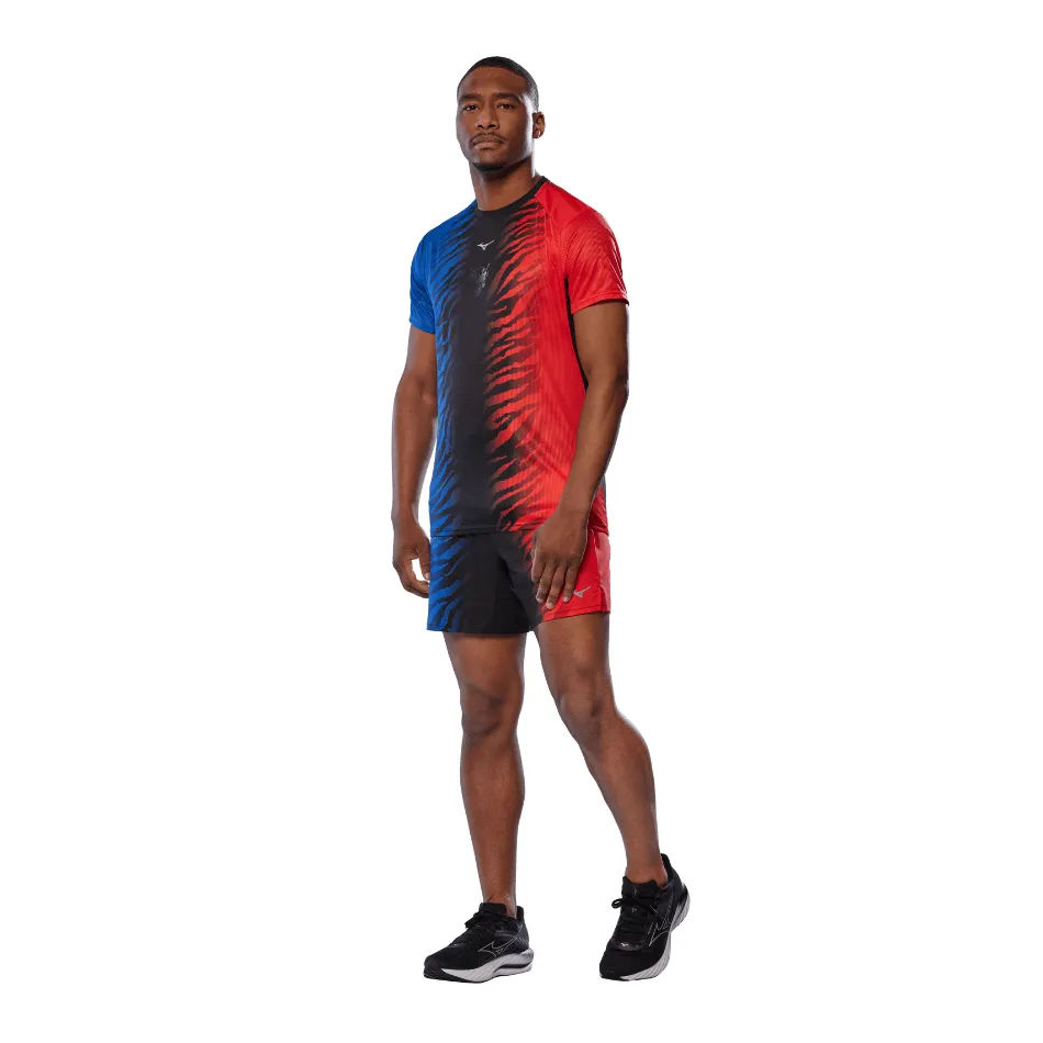 Mizuno Men's Dryaeroflow Graphic Tee in Oni Red/Oni Blue SS25 All-Season Wear