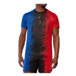 Mizuno Men's Dryaeroflow Graphic Tee in Oni Red/Oni Blue SS25 Stylish Wear