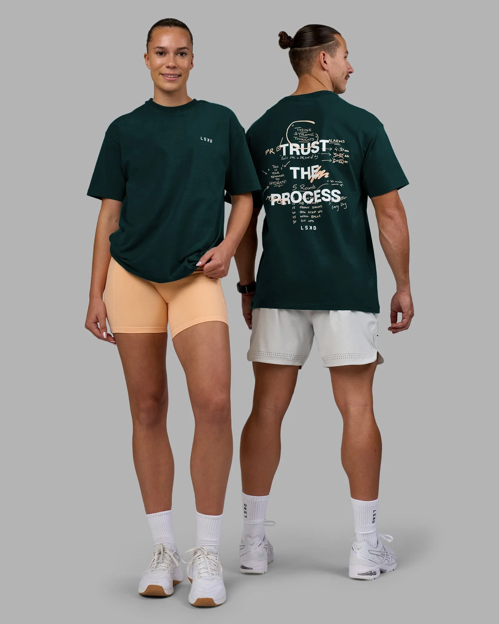 Stylish Wearable Think Strong Heavyweight FLXCotton Tee Oversize - Dark Moss-Off White