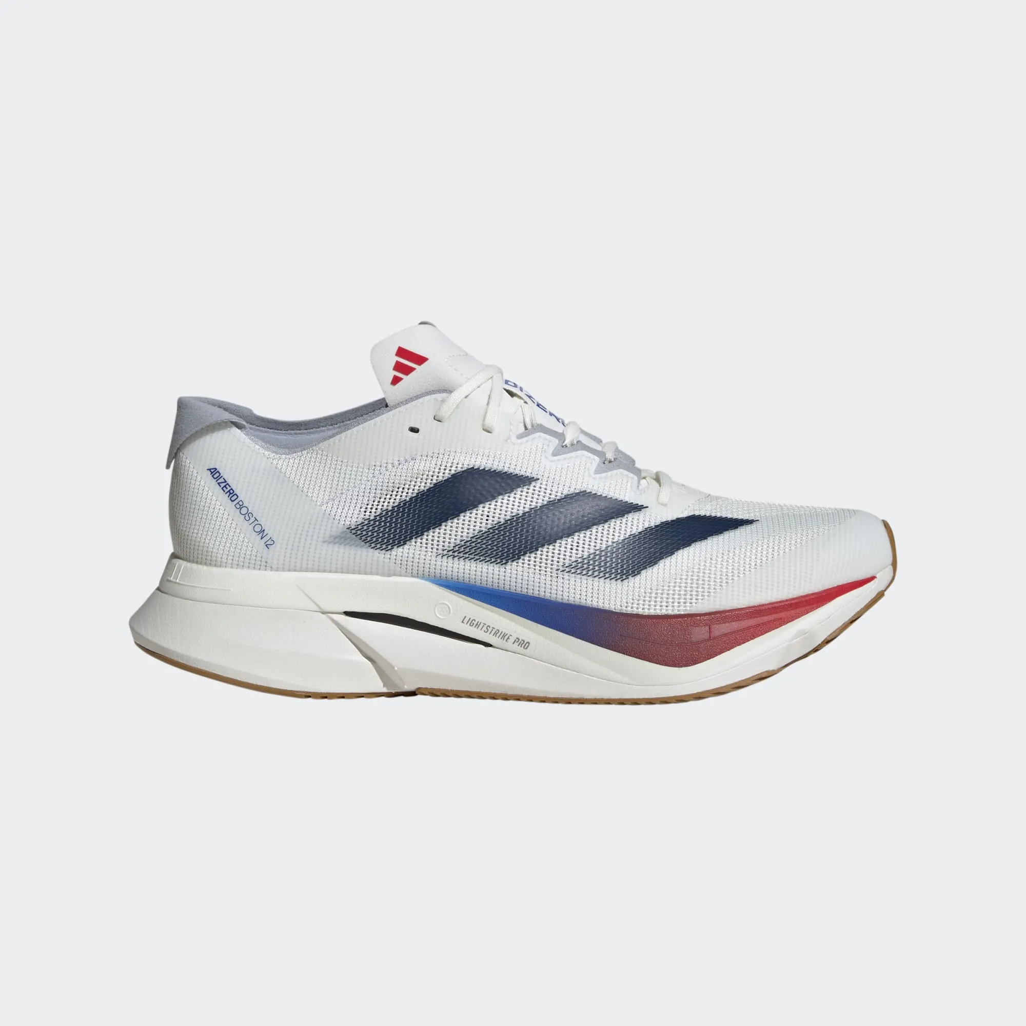 Men??s Adizero Boston 12 (Core White/Dark Blue/Pure Ruby) running for a way to stay motivated
