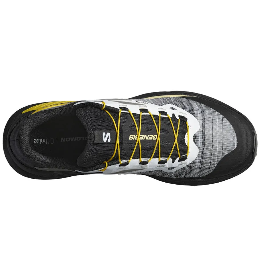 Men's Genesis Trail Running Shoes Black / White / Lemon Cushioned Midsole
