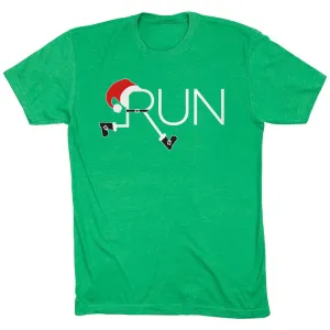 Running Short Sleeve T-Shirt - Let's Run For Christmas Plus Size Relaxing Fit