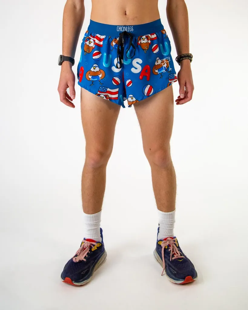 Men's USA Pool Party 2" DS Split Shorts Quick Dry Wear