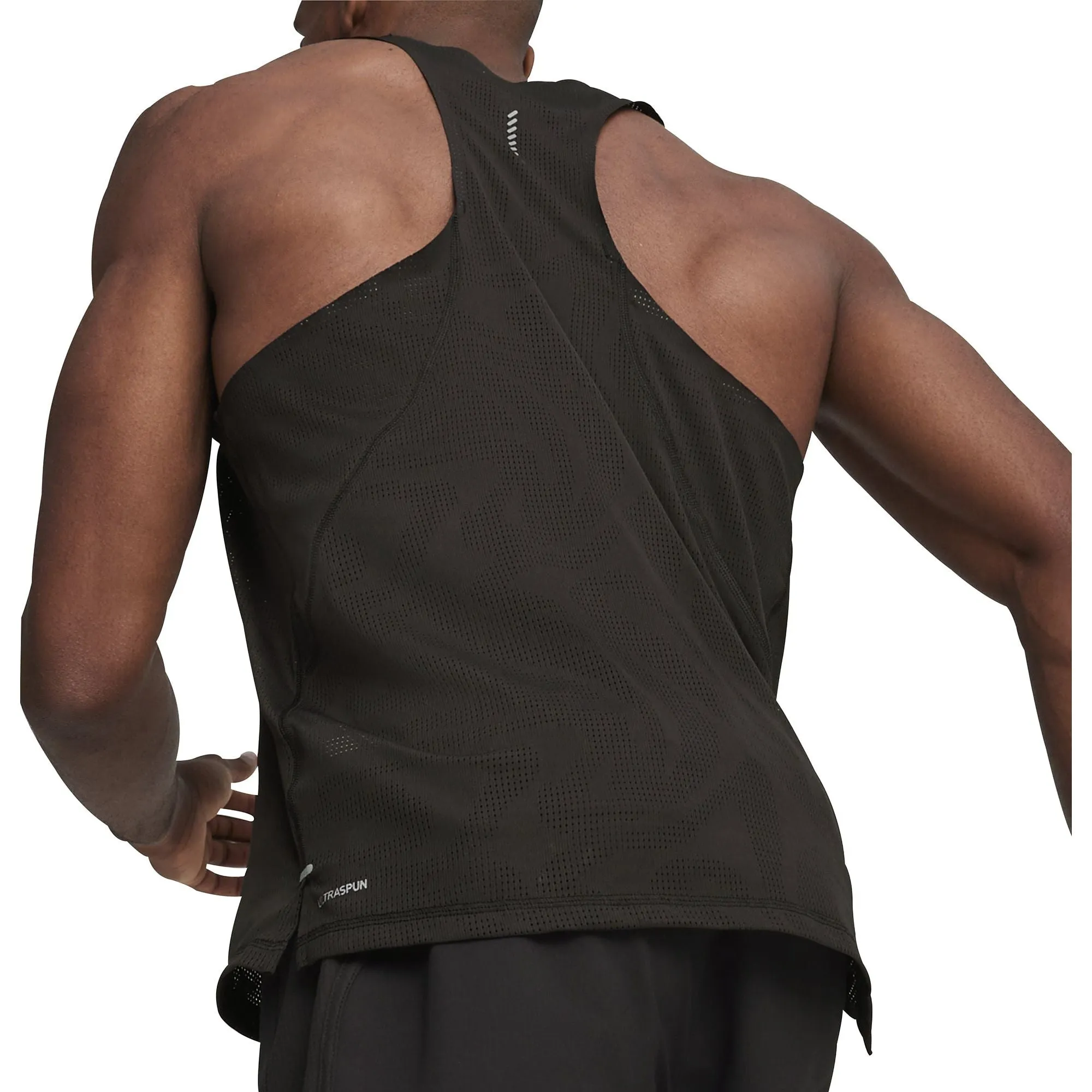 Yoga Friendly Back Design Fresh Layer Puma Run Ultraspun Mens Running Vest - Black