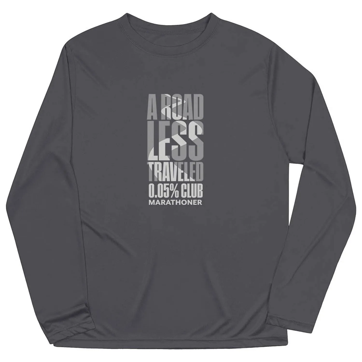 Men's Running Long Sleeve Performance Tee - A Road Less Traveled - Marathoner sequined details