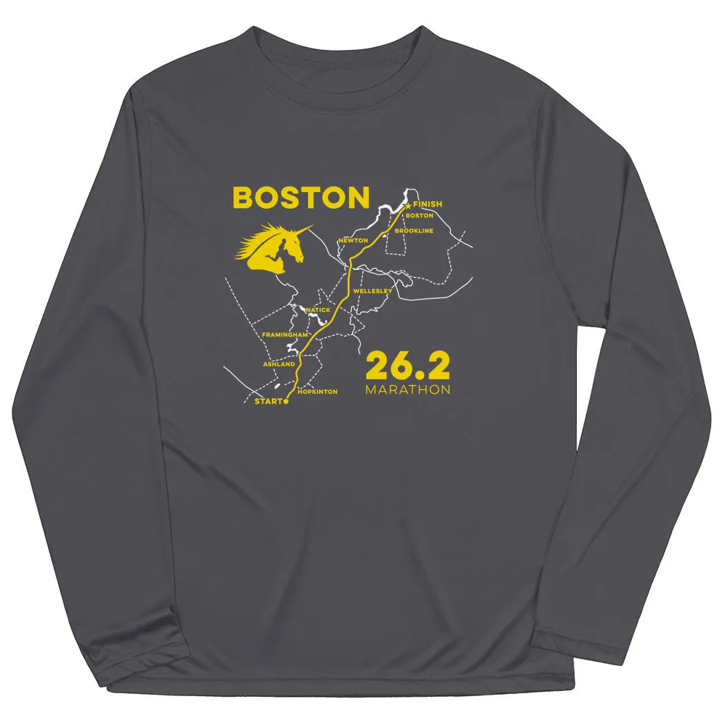 Elegant and Relaxed Ergonomic Cut Men's Running Long Sleeve Performance Tee - Boston Route