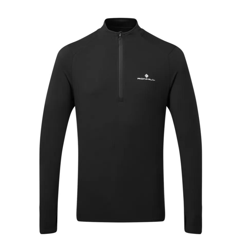 Ronhill Men's Core Thermal 1/4 Zip in Black/Bright White SS25 Performance Comfort