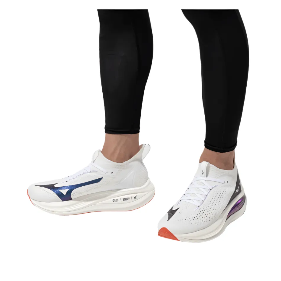 Energy Capturing Units vertical - design shoes Mizuno Men's Neo Vista 2 Running Shoes in White/White/Iris Bloom AW25