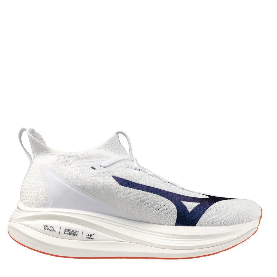tennis - compatible running shoes Mizuno Men's Neo Vista 2 Running Shoes in White/White/Iris Bloom AW25