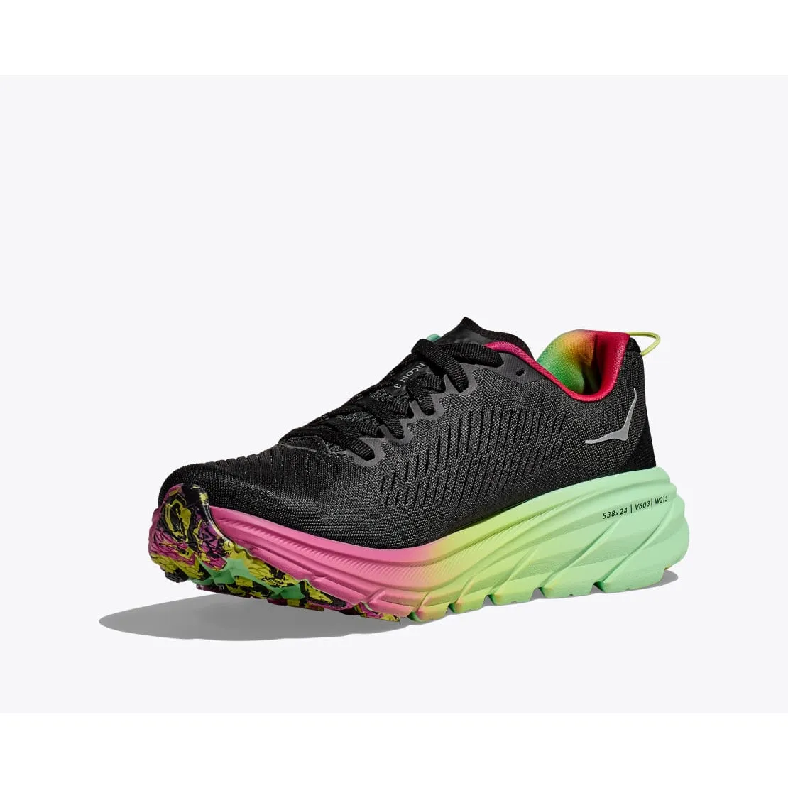 Durable - hardware Contoured Insole Hoka Men's Rincon 3 Wide (Black / Silver)