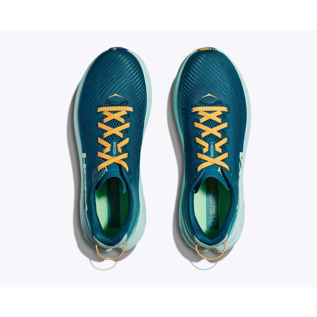 zipper - trimmed - design shoes amateur - use shoes Hoka Men's Rincon 3 (Deep Lagoon/Ocean Mist)