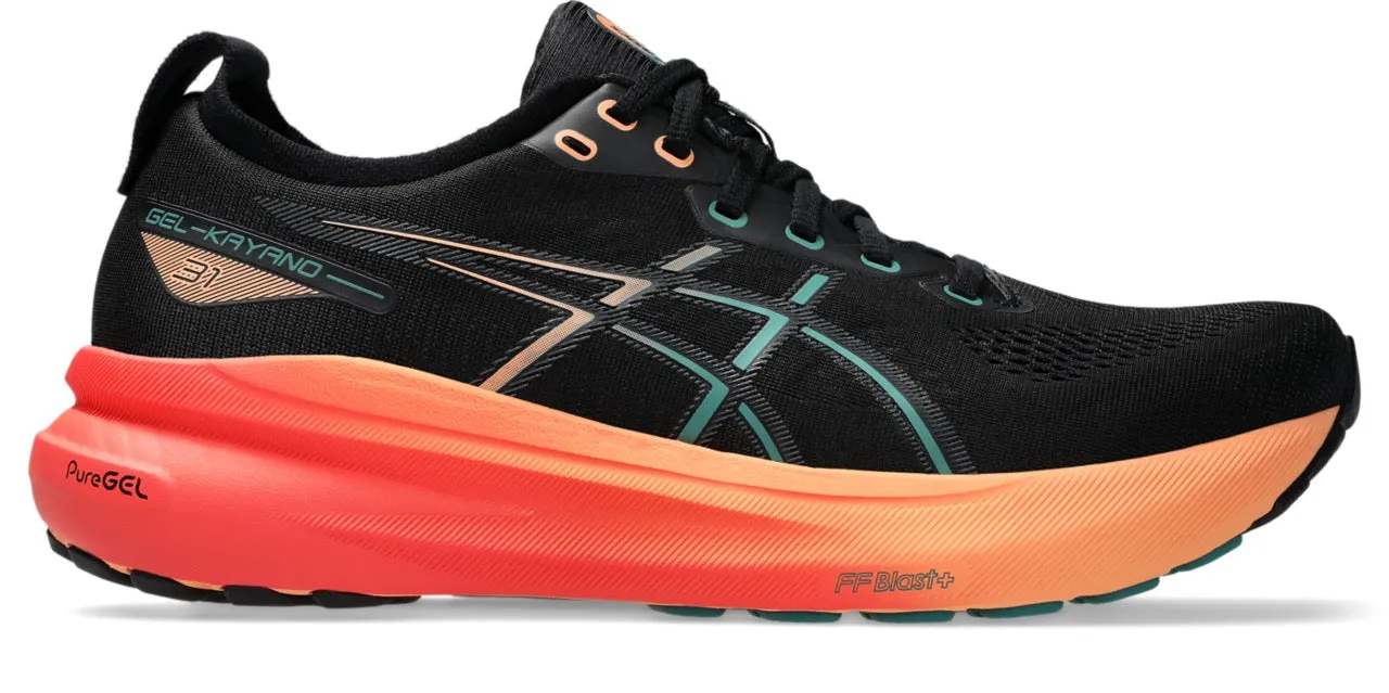 Men's GEL-Kayano 31 WIDE (004 - Black/Rainy Lake) Back - support