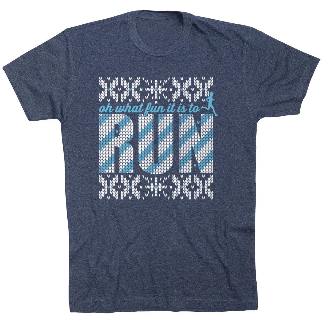Quick Fit Comfort Polka Dot Pattern Running Short Sleeve T-Shirt - Oh What Fun It Is to Run