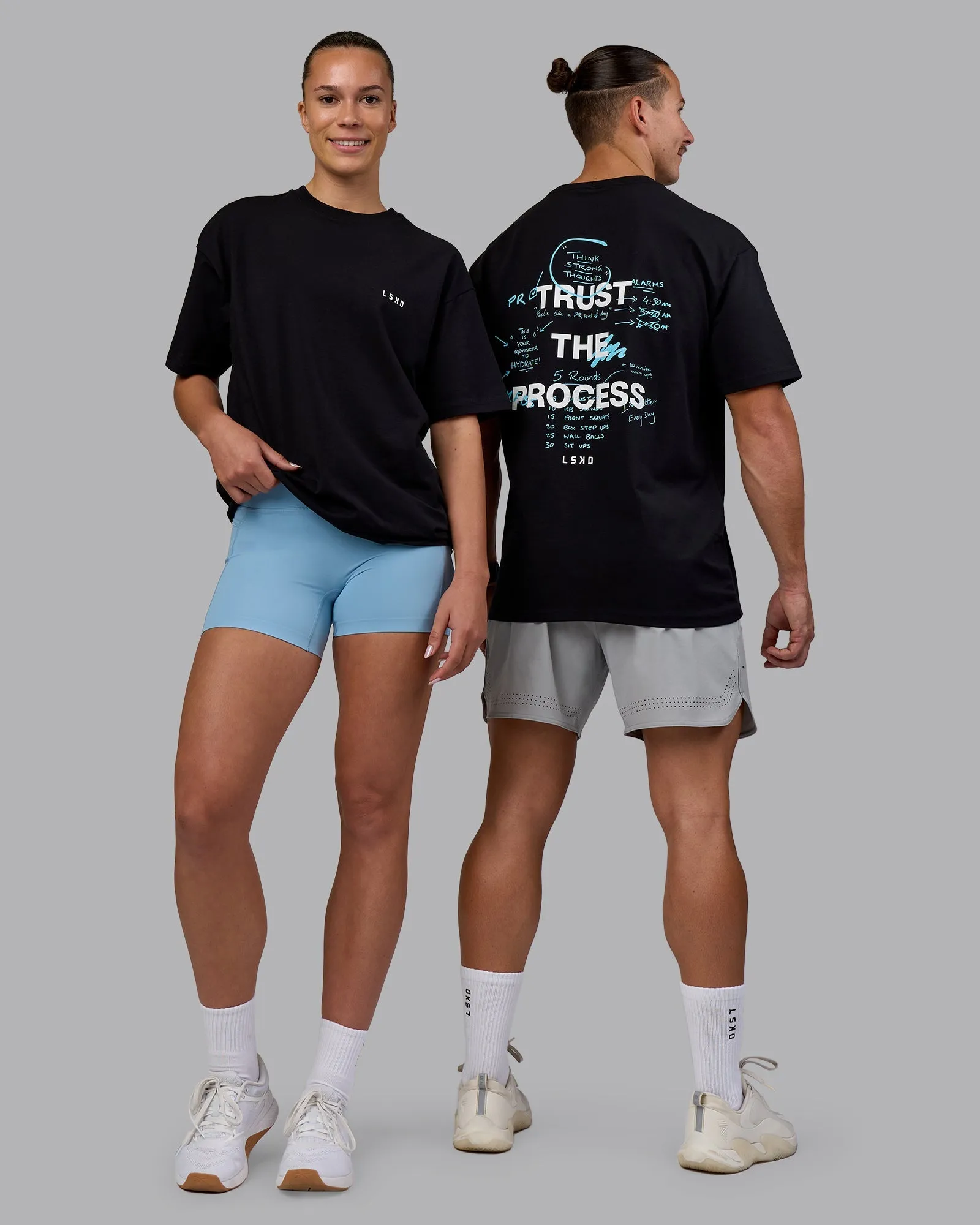 Think Strong Heavyweight FLXCotton Tee Oversize - Black-White Heather Jersey Material Office Attire