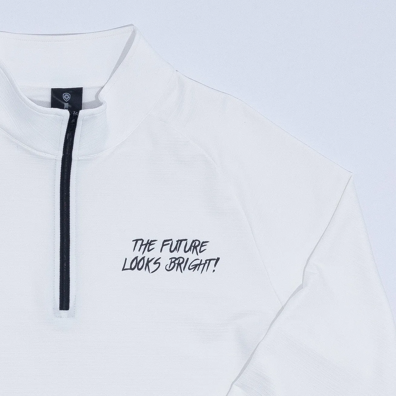 White Future Looks Bright Performance 1/4 Zip Smooth Finish Comfortable fit