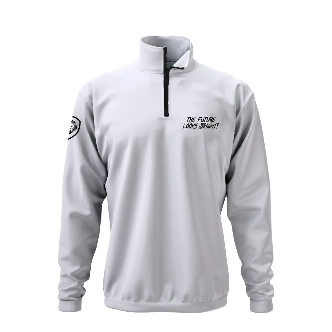 White Future Looks Bright Performance 1/4 Zip Sporty Style Wear