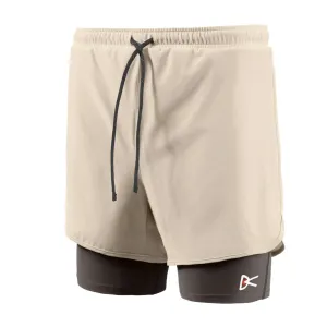 Men's Layered Pocketed Trail Shorts Khaki / Slate Brown Summer essentials Anti Pilling Surface