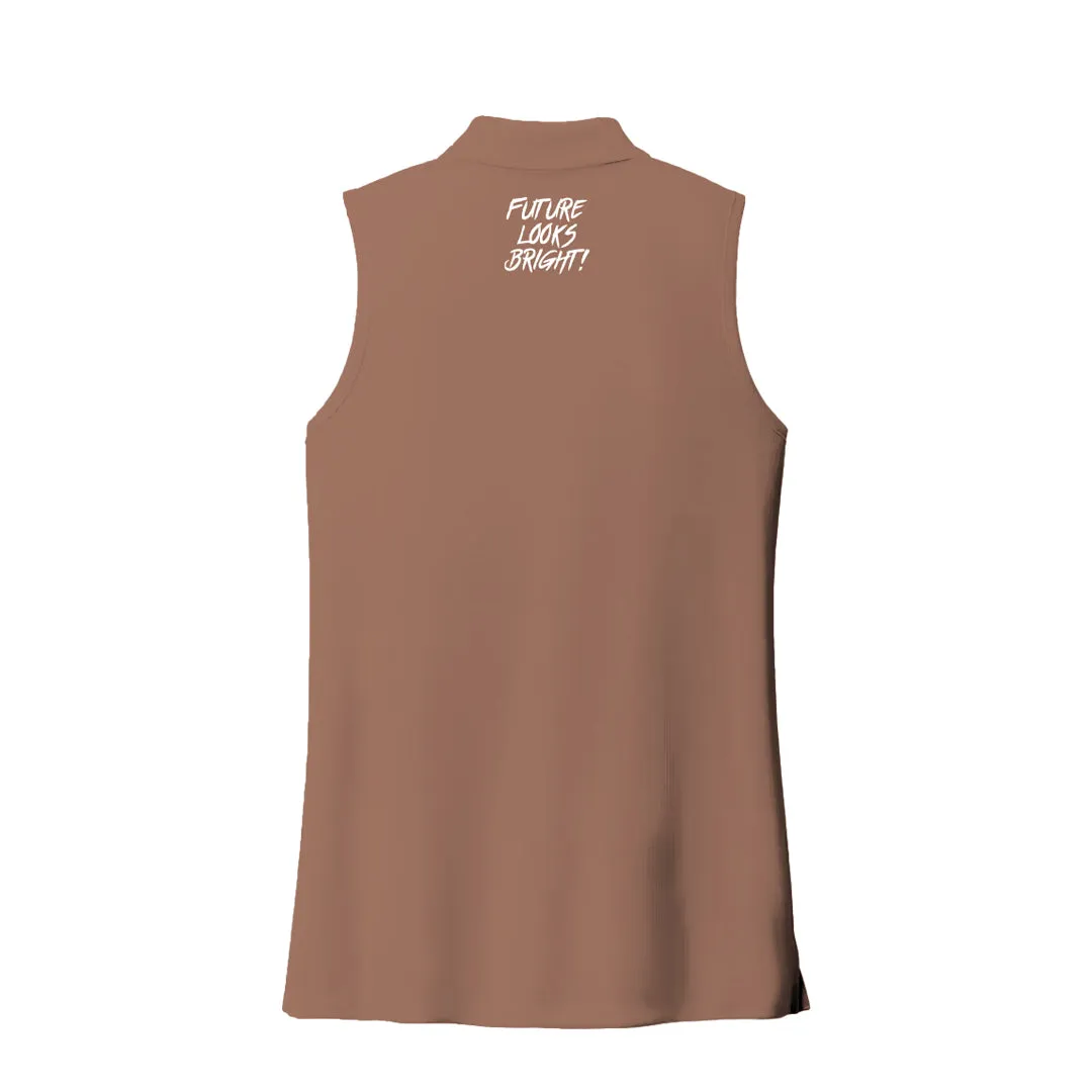 Women's Future Looks Bright Solid Mocha Mousse Performance Sleeveless Polo AllDay Comfort