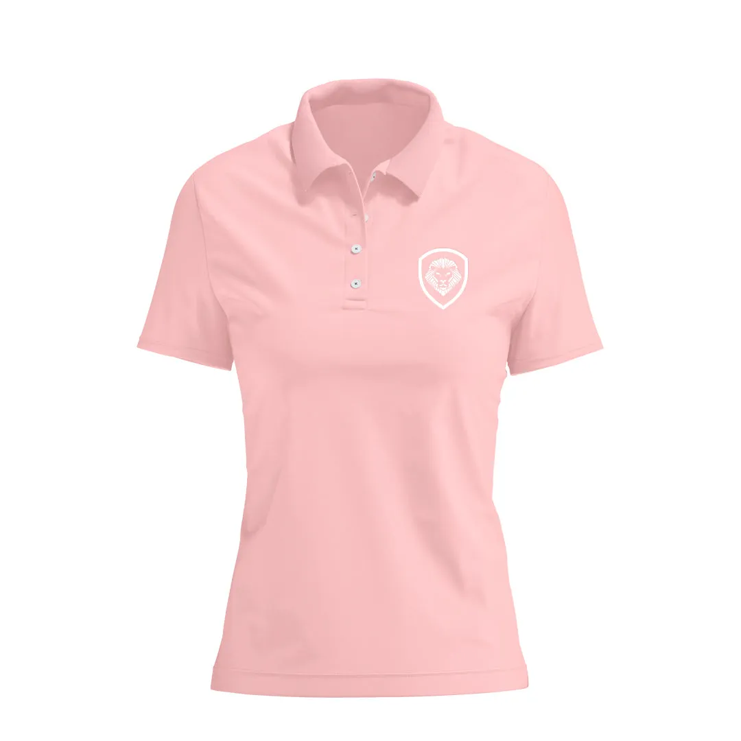 Sporty Comfort Women's Lion Shield Blush Performance Short Sleeve Polo