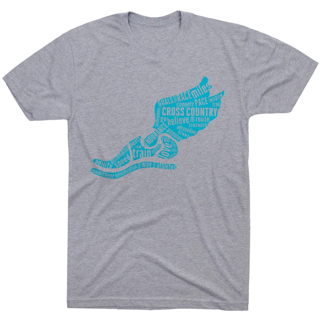 Cross Country Short Sleeve T-Shirt - Winged Foot Inspirational Words Flexible Waist