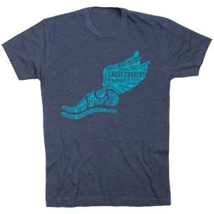 Cross Country Short Sleeve T-Shirt - Winged Foot Inspirational Words EasyCareFabric UPF Rated Fabric