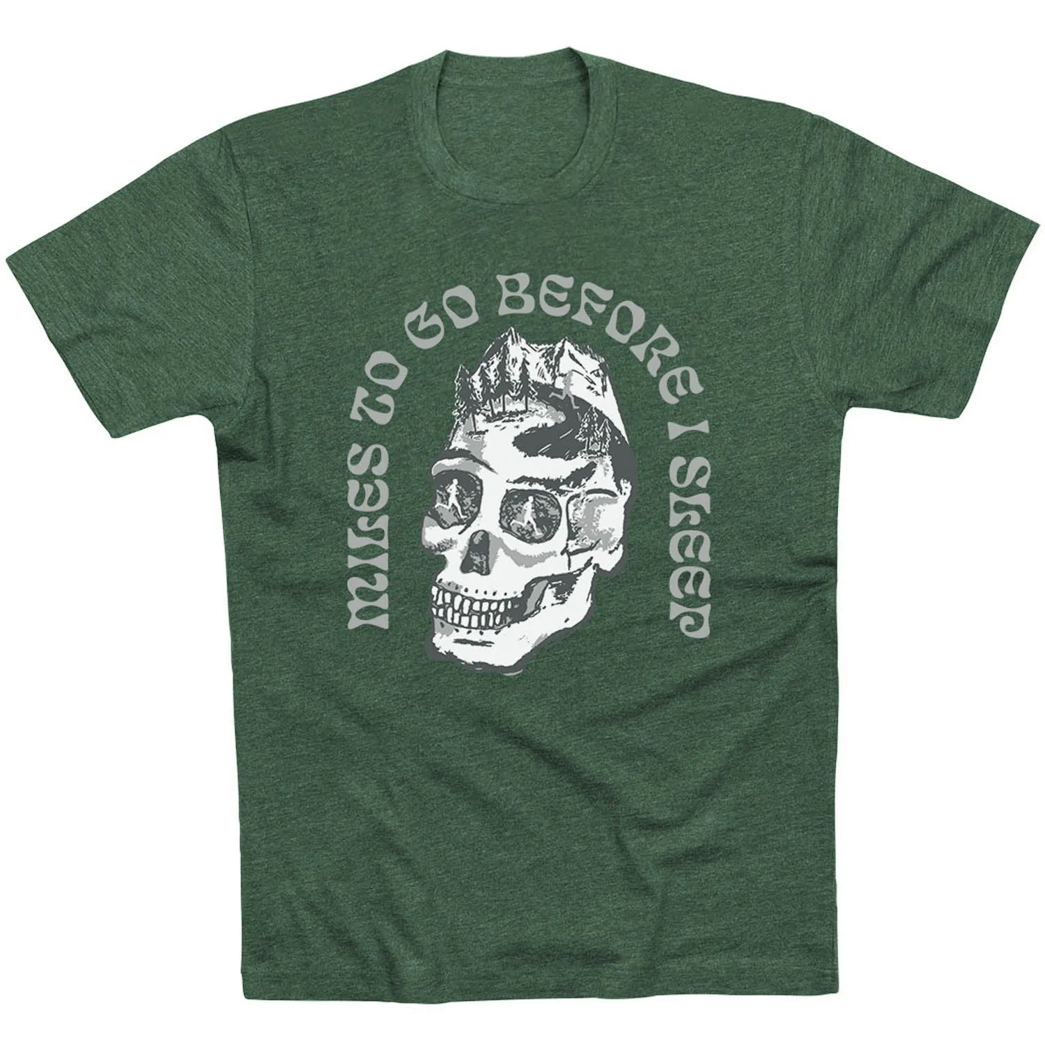Running Short Sleeve T-Shirt - Miles To Go Before I Sleep - Skull SeamlessSidePanels Good stretch
