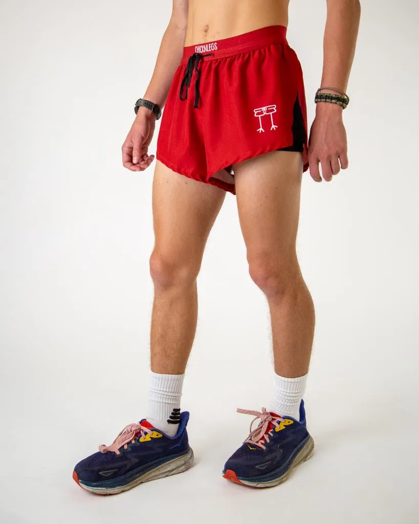 NonSlipGrip Men's Cardinal Red 2" DS Split Shorts