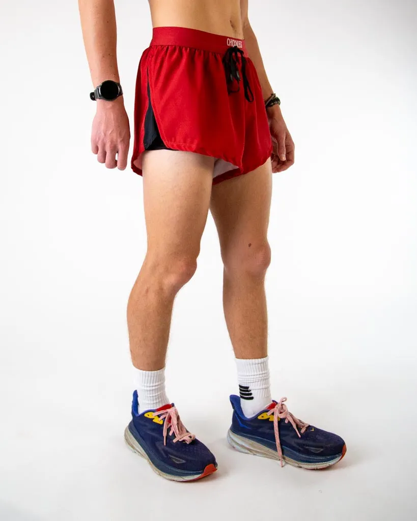 Slim Layer Men's Cardinal Red 2" DS Split Shorts