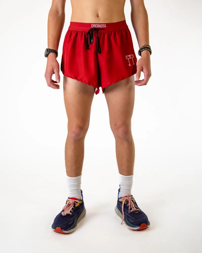 Elastic Comfort Men's Cardinal Red 2" DS Split Shorts