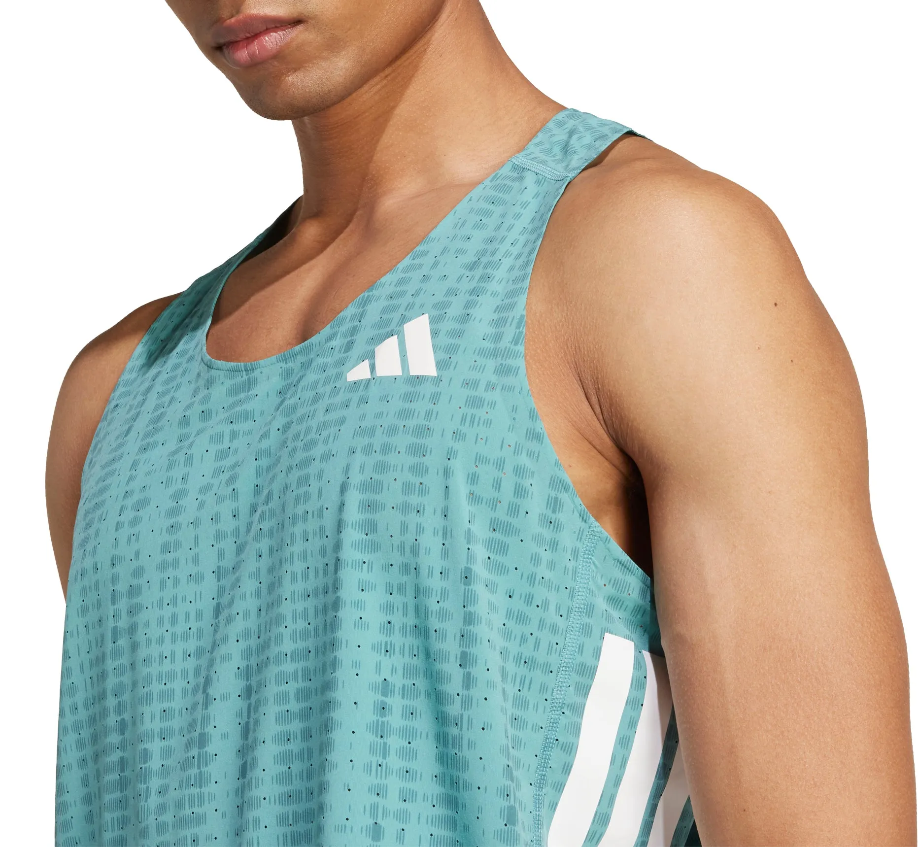 adidas Adizero Mens Running Vest - Green Multi - functional Low - end