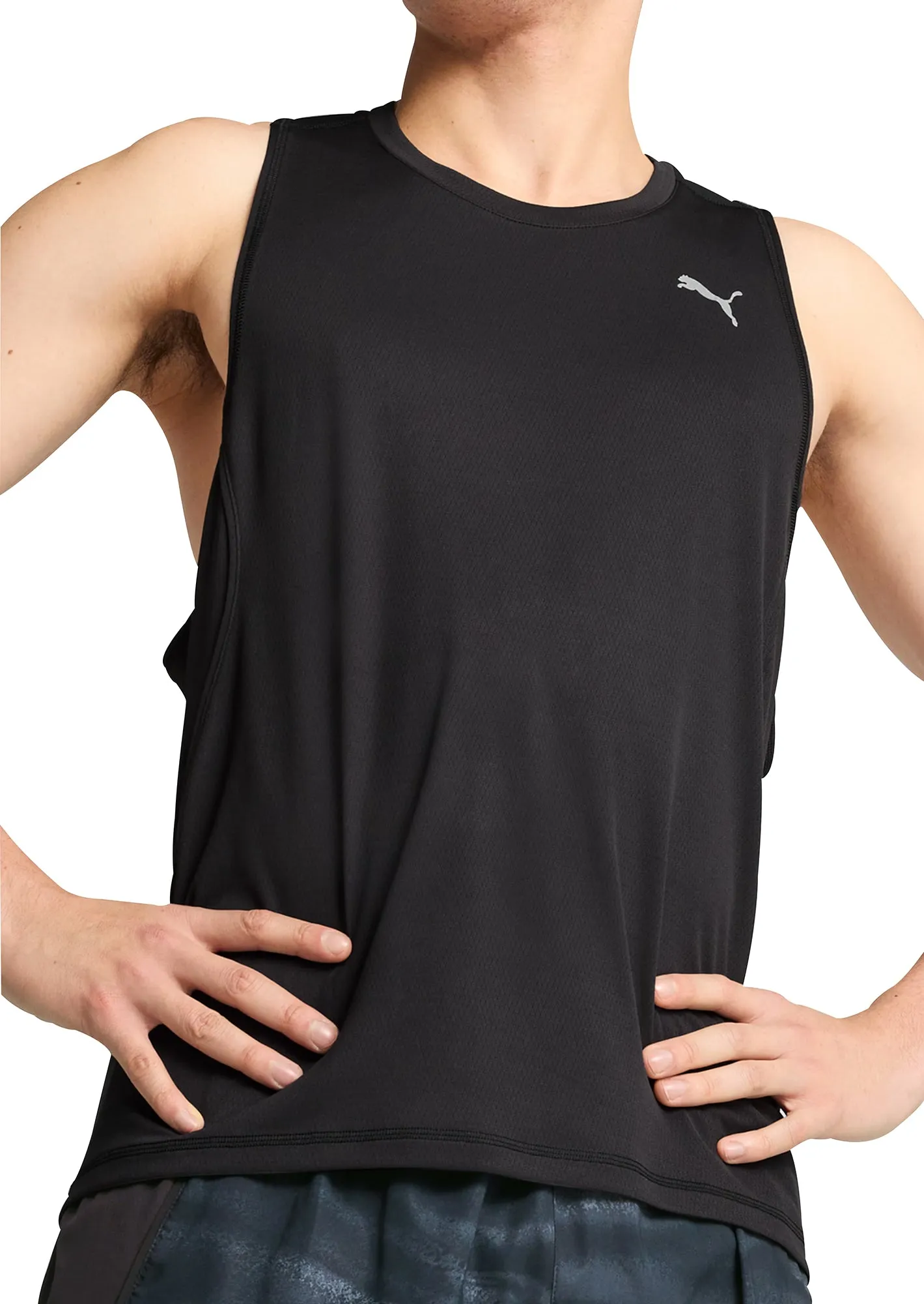 Puma Velocity Mens Running Vest - Black Quick Pull Tab low - temperature environment