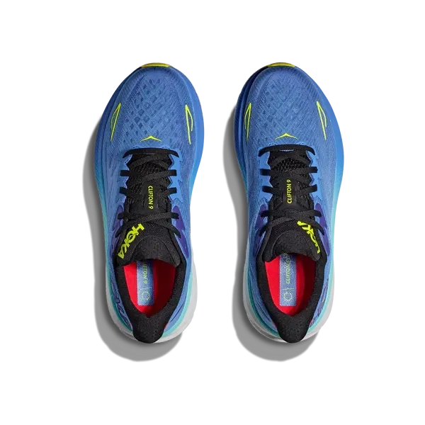 HOKA Men's Clifton 9 (Virtual Blue / Cerise) Lightweight Stability Plate