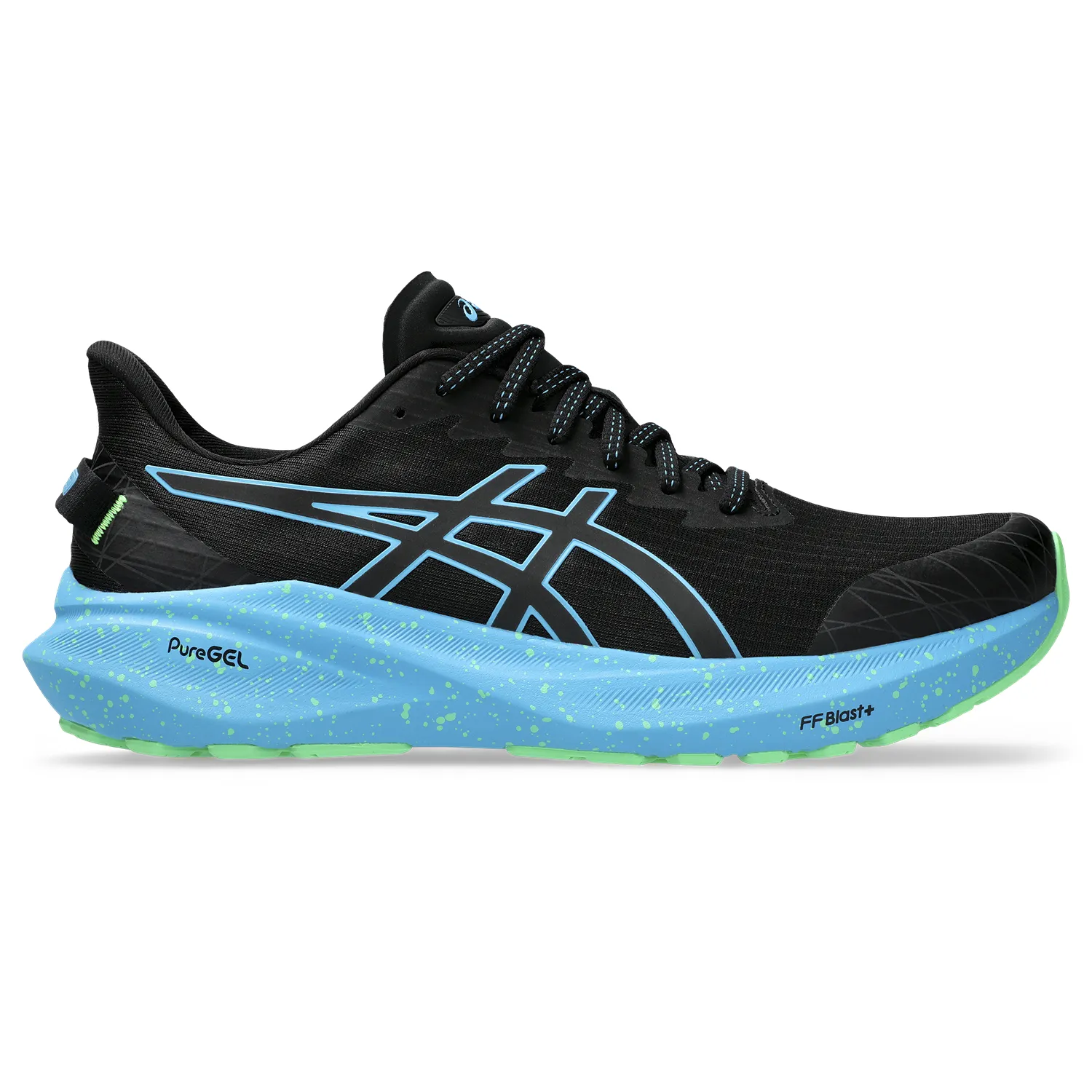 Men's GT-2000 13 Lite-Show (001 - Light Show/Digital Aqua) running in shaded tracks shoes Shock Dispersing Midsole