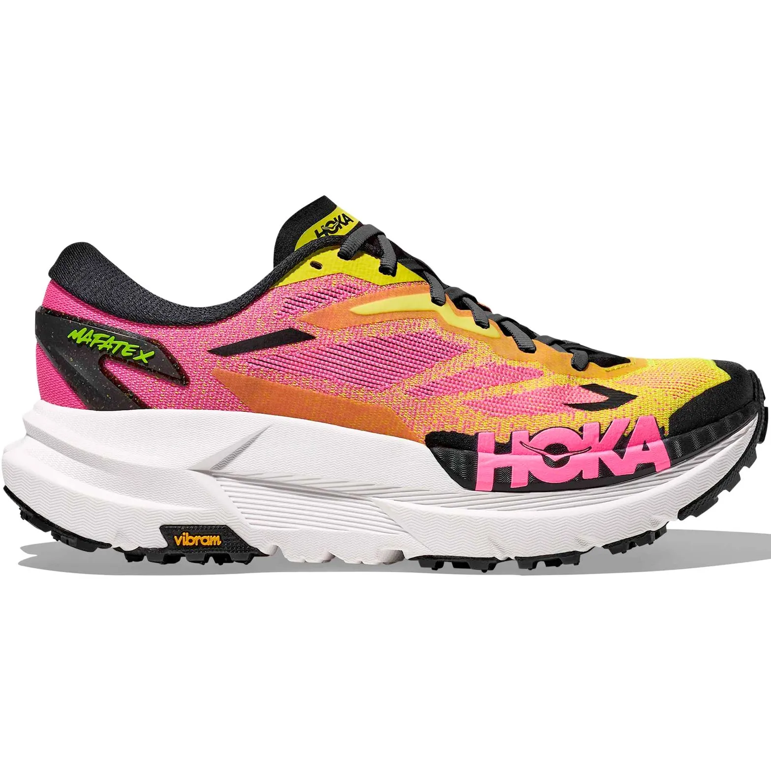 Vegan Friendly Materials Men's Mafate X Trail Running Shoes Neon Hoka Citrus / Neon Rose