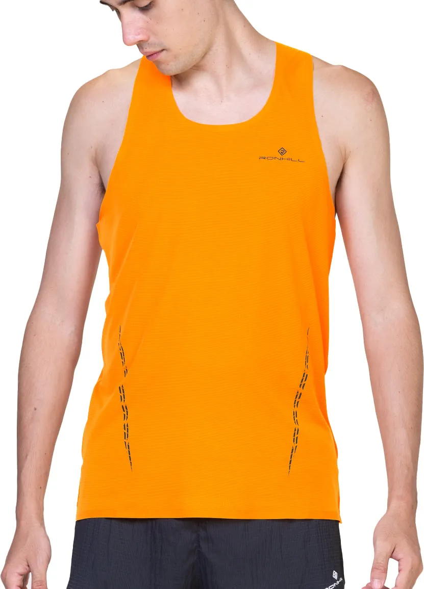 Ronhill Tech Race Mens Running Vest - Orange Double Layered Collar