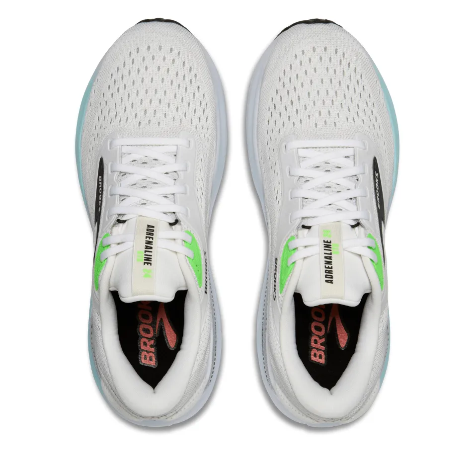 Half   Size Available Brooks Men's Adrenaline GTS 24 Running Shoes in White/Gecko/Atomizer AW25