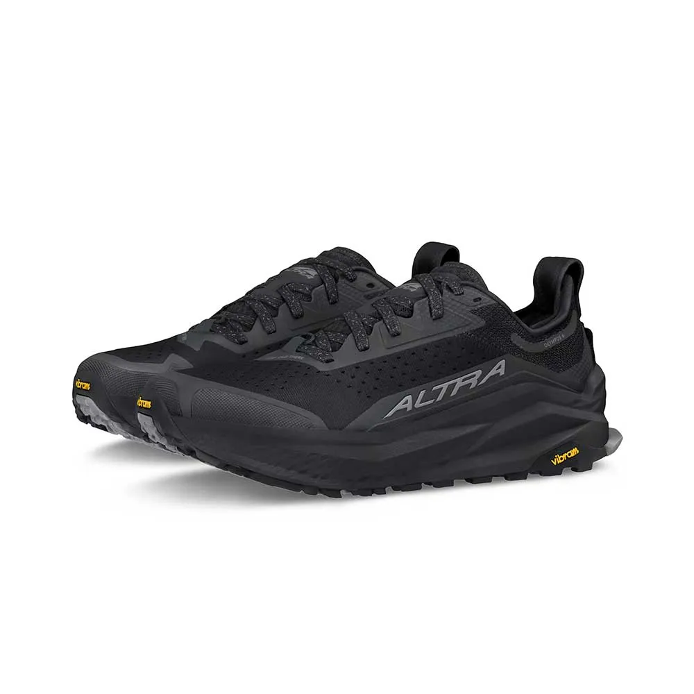 Men's Olympus 6 Trail Running Shoe - Black/Black - Regular (D) Moisture Management Technology Water Drainage Ports
