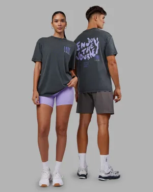 Inferno Journey FLXCotton Oversized Tee - Black Washed-Violet Ray regular but not boring Comfort Stretch Wear