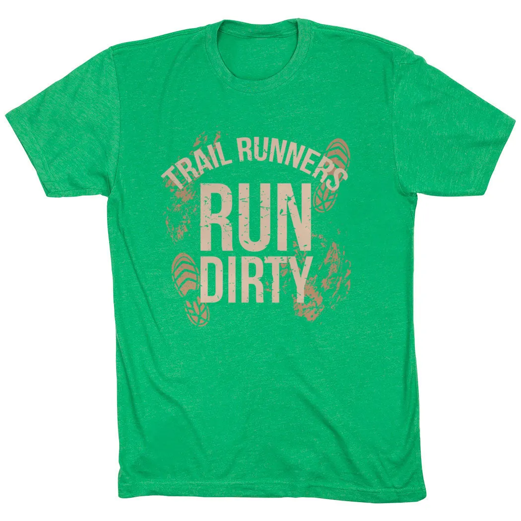 Running Short Sleeve T-Shirt - Run Dirty V neck elegance Taped Neckline