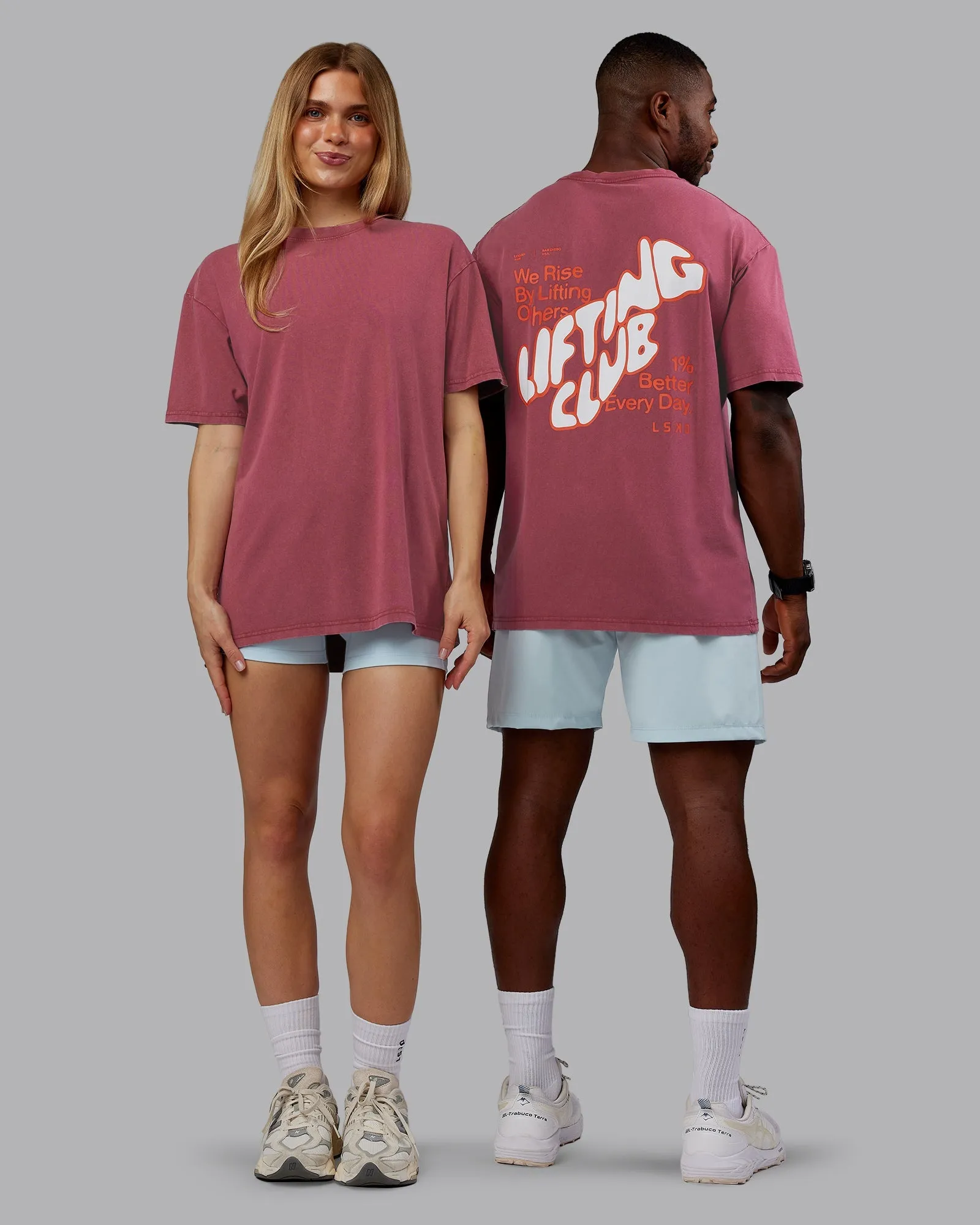 Comfy Top Rise & Lift Washed FLXCotton Oversized Tee - Plum Berry-Ultra Orange