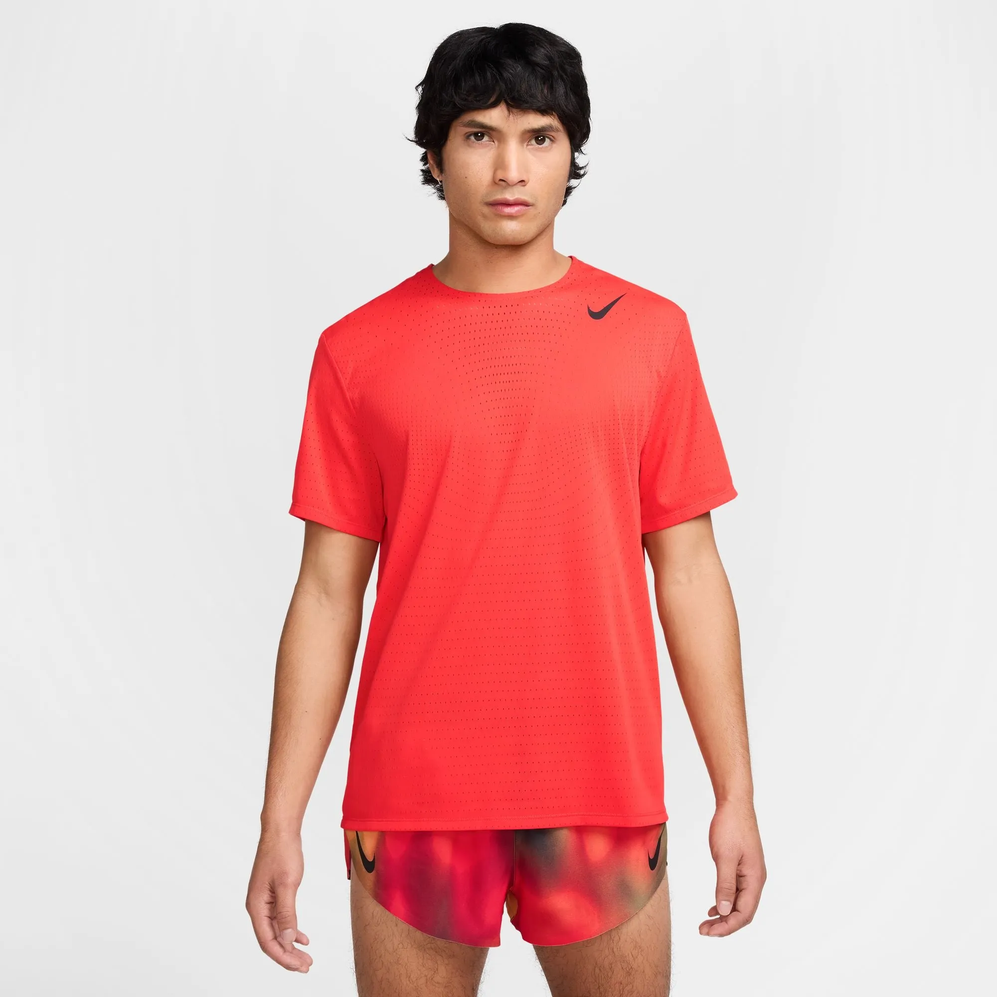 Reinforced Stress Points Men's AeroSwift Dri-FIT ADV Short-Sleeve Running Top (696 - LT Crimson/Black)