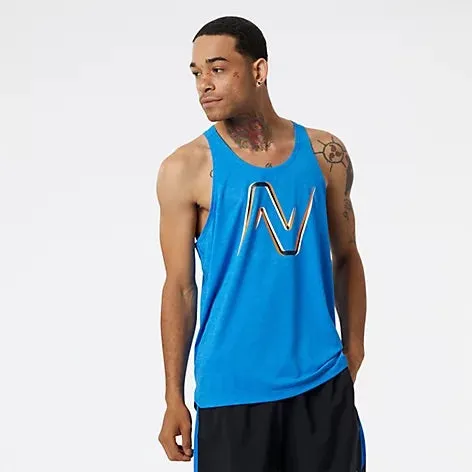 Men's Graphic Impact Run Singlet (SB8 - Serene Blue/Heather) Easy Layer