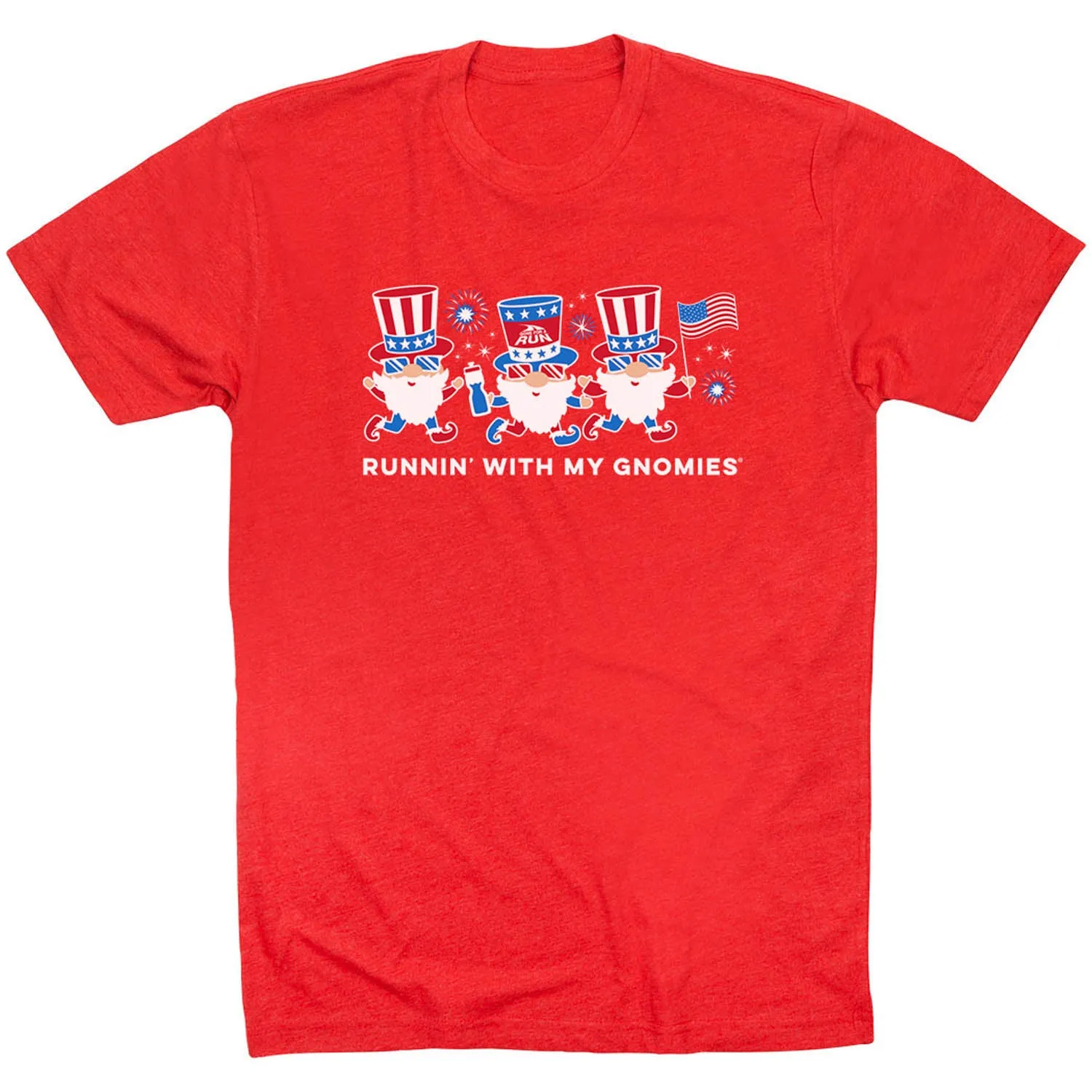 Casual Choice Running Short Sleeve T-Shirt - Runnin' With My Patriotic Gnomies